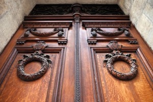 Porte, façade, maison, architecture, bois, riche, entrée